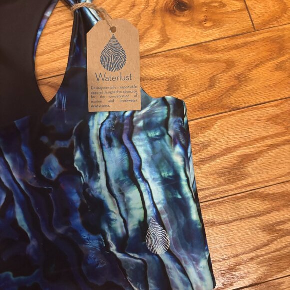Waterlust Abalone Restoration Reversible Top Women XS/S Blue Ocean Print UPF 50+ - Picture 4 of 11